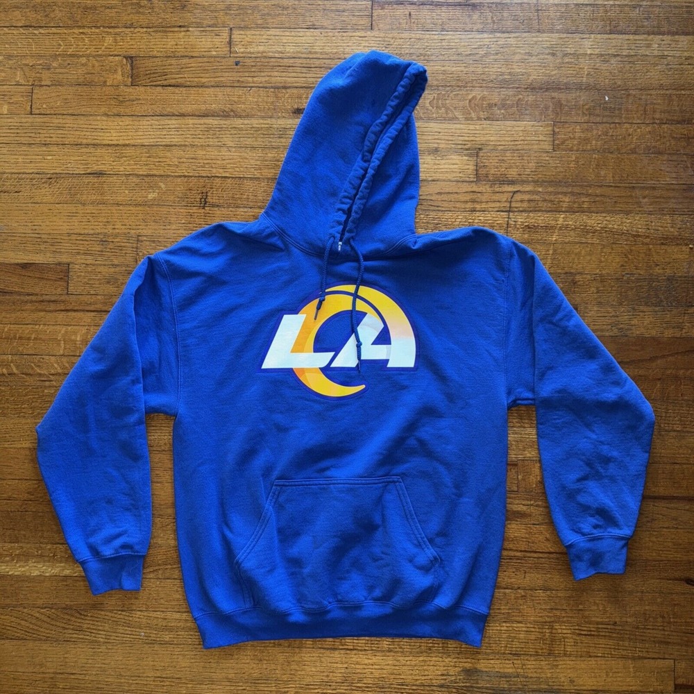 NFL Team Apparel Los‎ Angeles Rams Hoodie Mens Large Royal Blue Pullover Logo